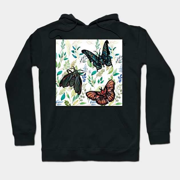 Butterflies and Moths Hoodie by Art by Ergate